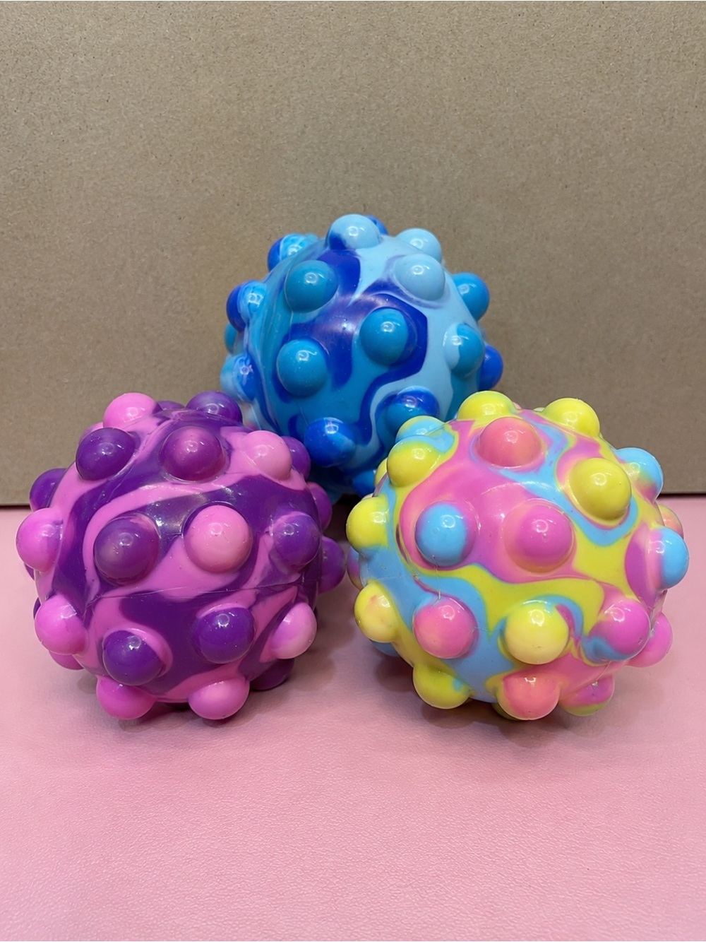 Kids Sensory Pop Ball - Colorful Pink, Purple & Blue Textured Squeeze Toy